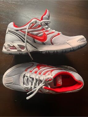 New Nike Air Max Grey and Red Athletic Sneakers